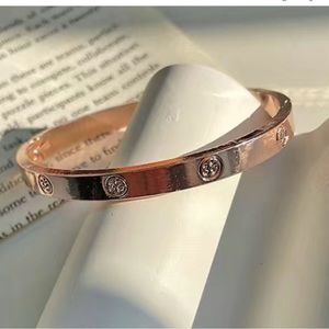 18K Gold plated Rose Gold Rhinestone Bangle bracelet